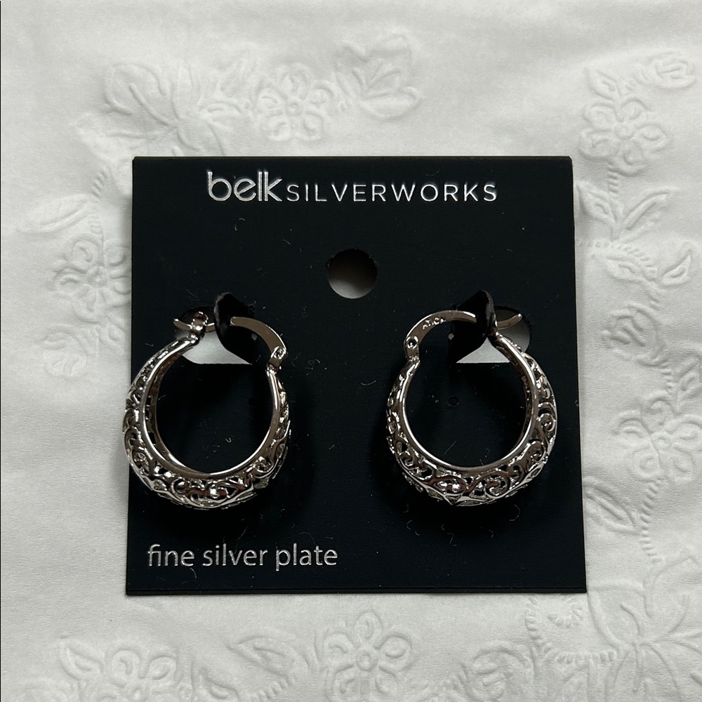 Belk Silver works Silver Hoop Earrings Fine Silver Plate